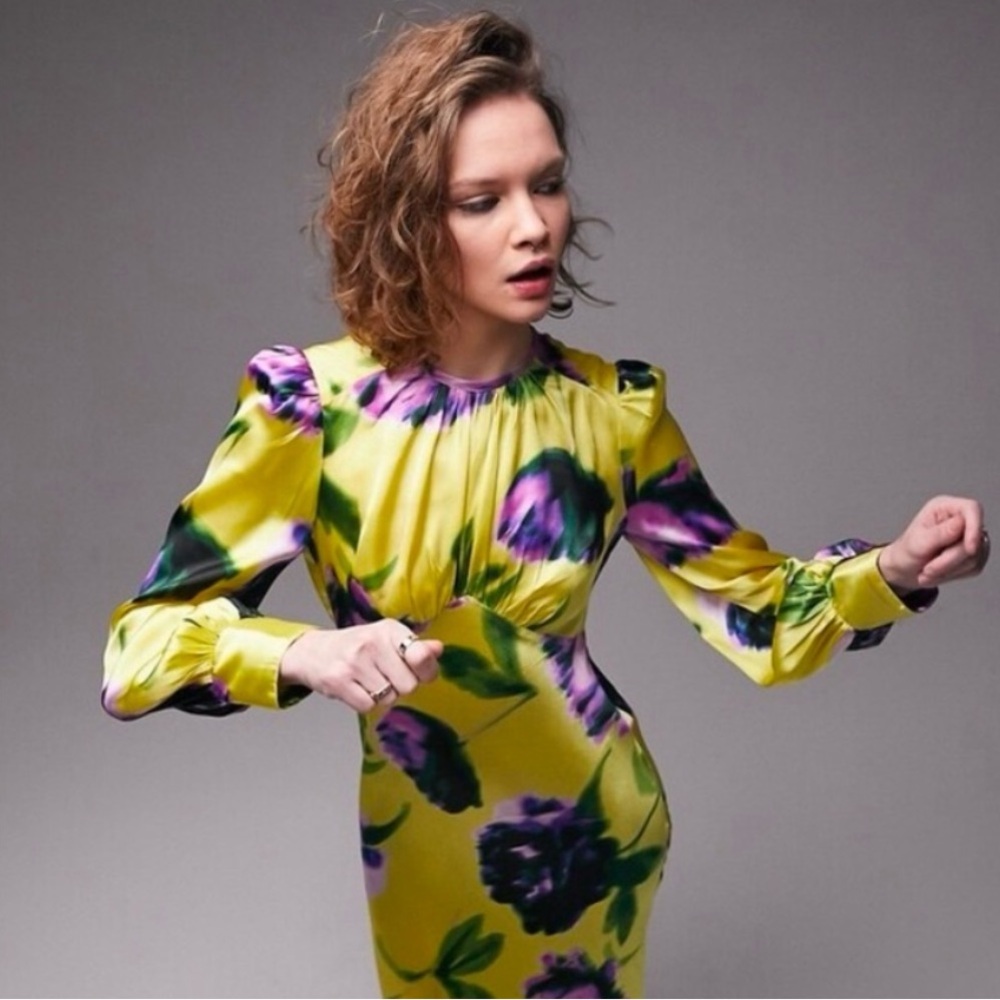 Topshop Vibrant Yellow and Purple Maxi Dress